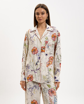 Alexander McQueen Біла сорочка в піжамному стилі в квітковий принт Meadow 861422QZAQV