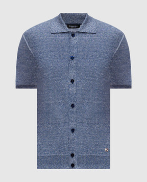 Stefano Ricci Синя сорочка з короткими рукавами з льоном та шовком K616441PAMF26110