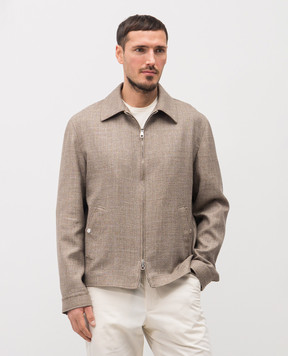 Brett Johnson Коричнева куртка з вовни, шовку та льону з емблемою SS26O96LP302CAF