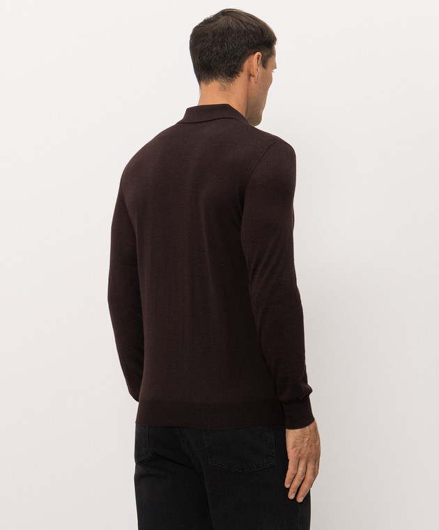 Bertolo Cashmere Коричневое поло из шерсти и шелка с молнией 900837000006 изображение 4