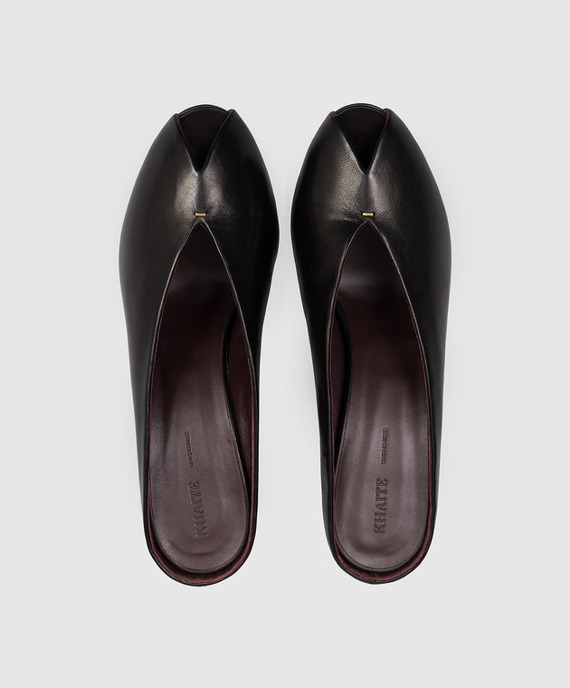 Khaite Чорні шкіряні мюлі Cloak peep на танкетці F6025942 зображення 4