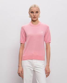 Balmain Розовая футболка с шелком GF0ALB30KJ53