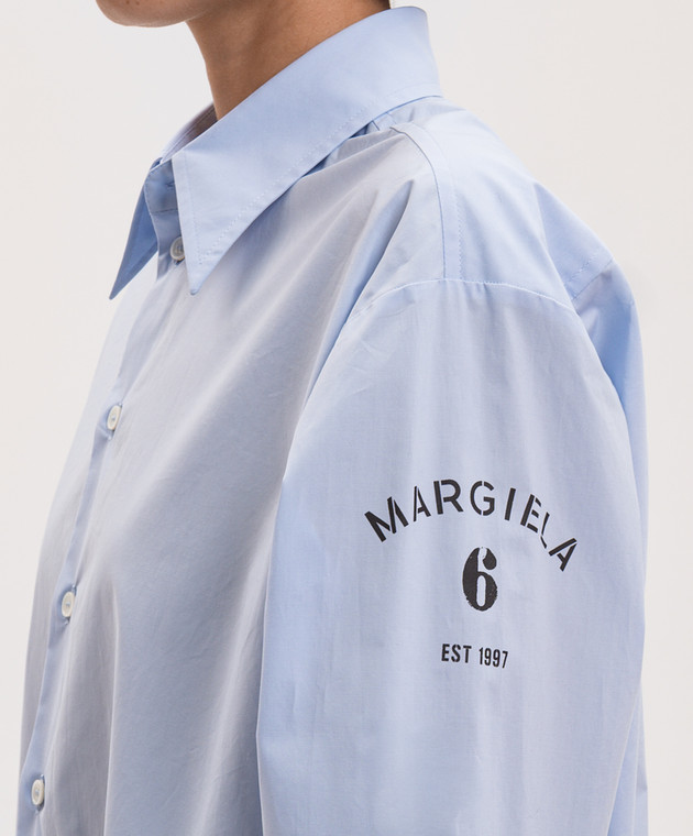 Maison Margiela MM6 Голубая рубашка с принтом логотипа S52DT0072M35256 изображение 5
