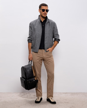 Brunello Cucinelli Бежевые брюки с патчем логотипа M289LI1780