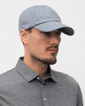 Enrico Mandelli Блакитна кепка з вовни, шовку і льону CAP4016020