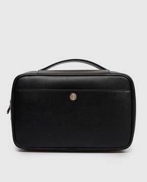 Brunello Cucinelli Чорний шкіряний несесер з тисненням логотипа MWRLBU441