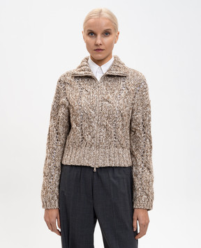 Brunello Cucinelli Бежевый кардиган Dazzling Chiné с шерстью и кашемиром MGR372906