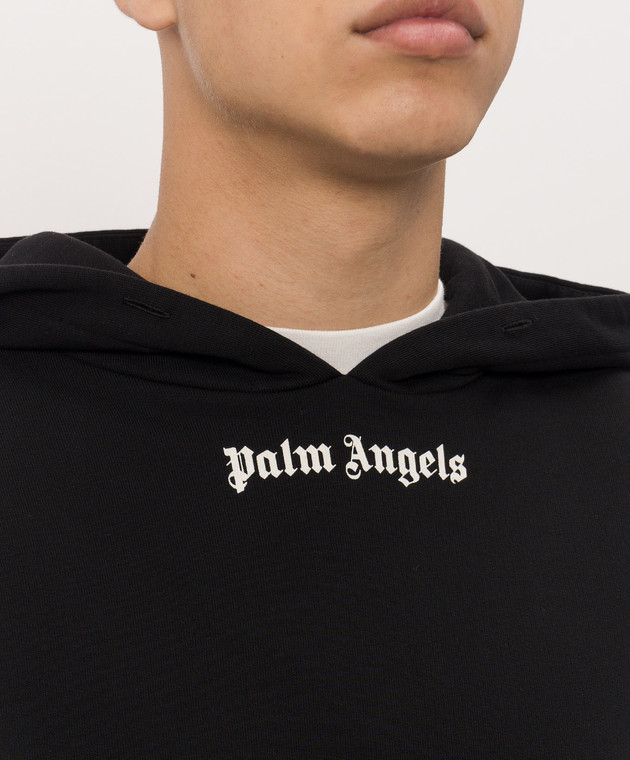 Palm Angels Чорне худі з принтом логотипа PAMBB002FL001 зображення 5