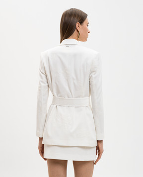 Twinset Жакет кольору айворі на запах з вишивкою 261TE2020