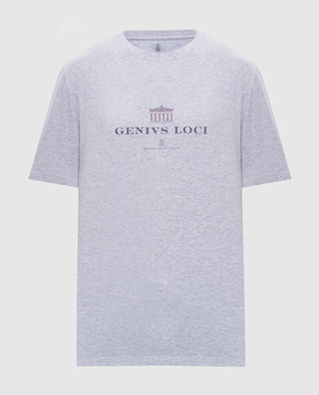 Brunello Cucinelli Серая меланжевая футболка с принтом M0B138520