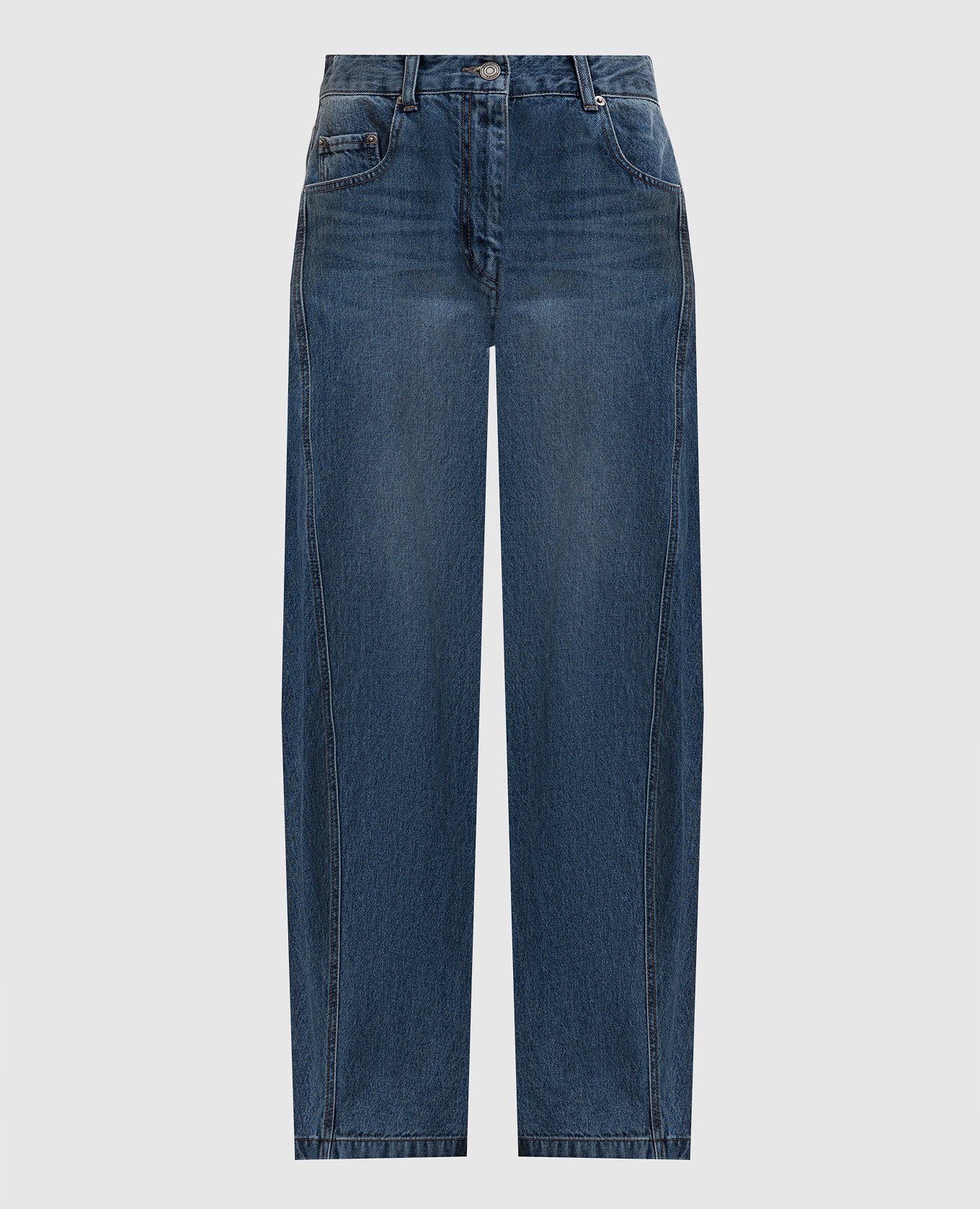 

Синие джинсы с эффектом потертости, Синий, Широкие джинсы