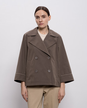 Peserico Коричневий укорочений двобортний тренч з ланцюжком A2511303184