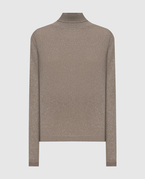 Brunello Cucinelli Бежевый гольф с кашемиром и шелком M41800063