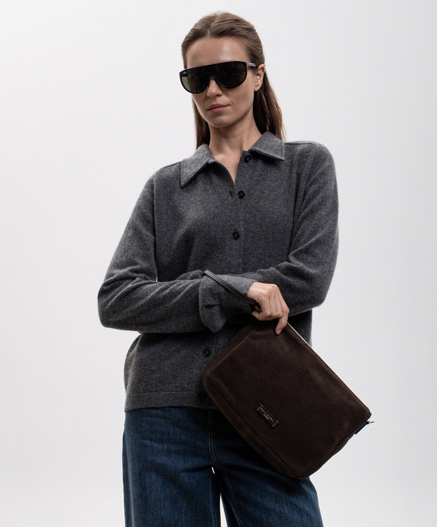 Gianni Chiarini Коричневая замшевая сумка кросс-боди Nora с патчем логотипа BS10225CMPL изображение 2