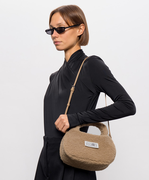 Maison Margiela MM6 Детская бежевая сумка с патчем логотипа M61143MM09I изображение 2