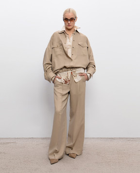 Brunello Cucinelli Бежевая куртка с льном MH126NE416