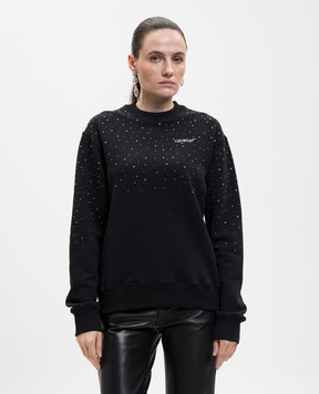 Off-White Черный свитшот с кристаллами Swarovski 2BA07HS26FLE001