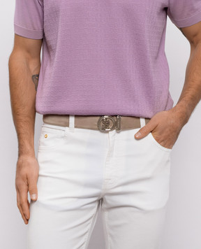 Stefano Ricci Бежевый замшевый ремень с логотипом N381SDC527P