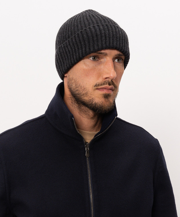 Brunello Cucinelli Серая шапка в рубчик из кашемира M2293900 изображение 2