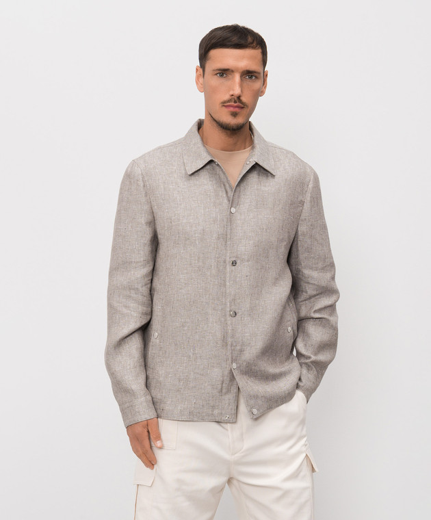 Brunello Cucinelli Сіра куртка з конопель та льону MH5486589P зображення 3