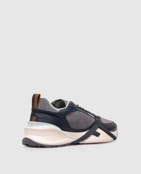 Fendi Серые кожаные кроссовки Flow 7E1925AY1W