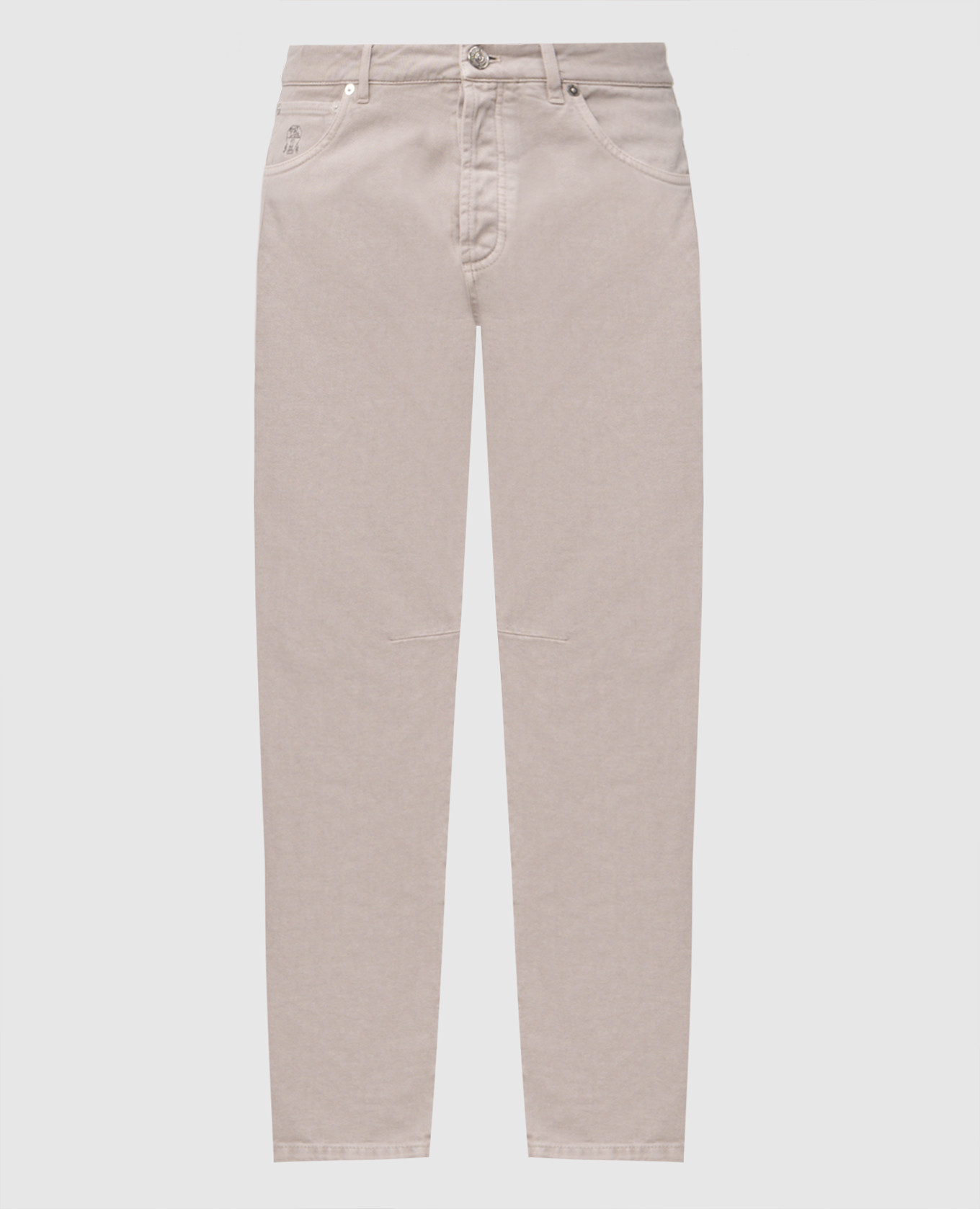 Бежевые джинсы с логотипом патча