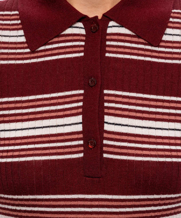 Max Mara Бордовый топ TALLERO из шелка и шерсти в полоску MSTTALLERO изображение 5