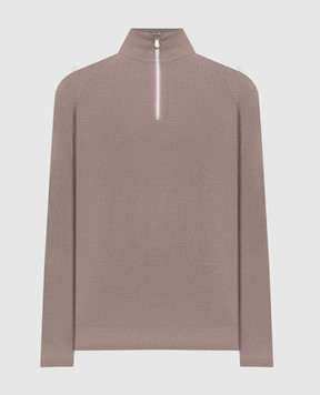 Brunello Cucinelli Бежевый джемпер с молнией M29400104