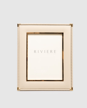 Giobagnara Бежева шкіряна фоторамка Thea з плетінням F3SCEXGOLDRV06