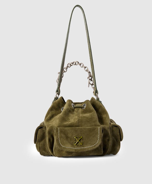 Off-White Зеленая замшевая сумка-кисет Dumbo OWMY002F25LEA003 изображение 3