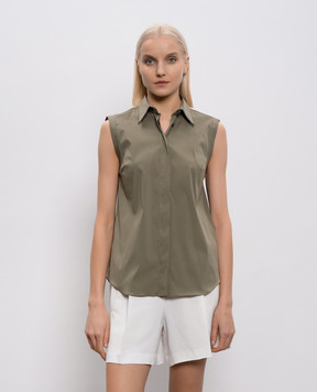 Brunello Cucinelli Зелена сорочка без рукавів з ланцюжком моніль M0091MA616