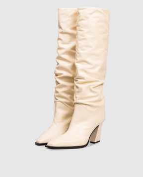 Jimmy Choo Бежеві шкіряні чоботи Hart з принтом під шкіру рептилії HARTKB85GHF