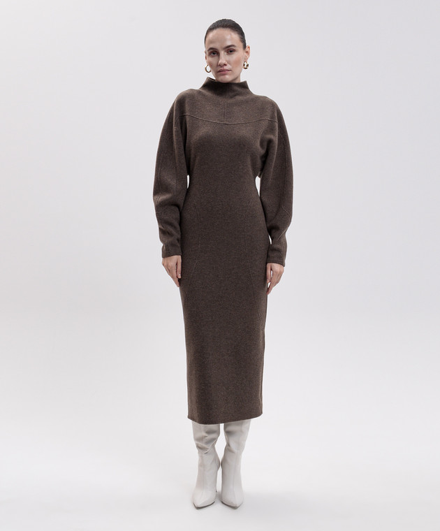Max Mara Коричневое платье TENUTA из шерсти и кашемира MXSTENUTA изображение 3