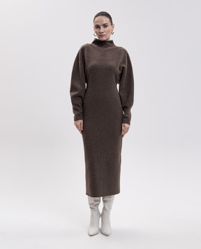 Max Mara Коричневое платье TENUTA из шерсти и кашемира MXSTENUTA