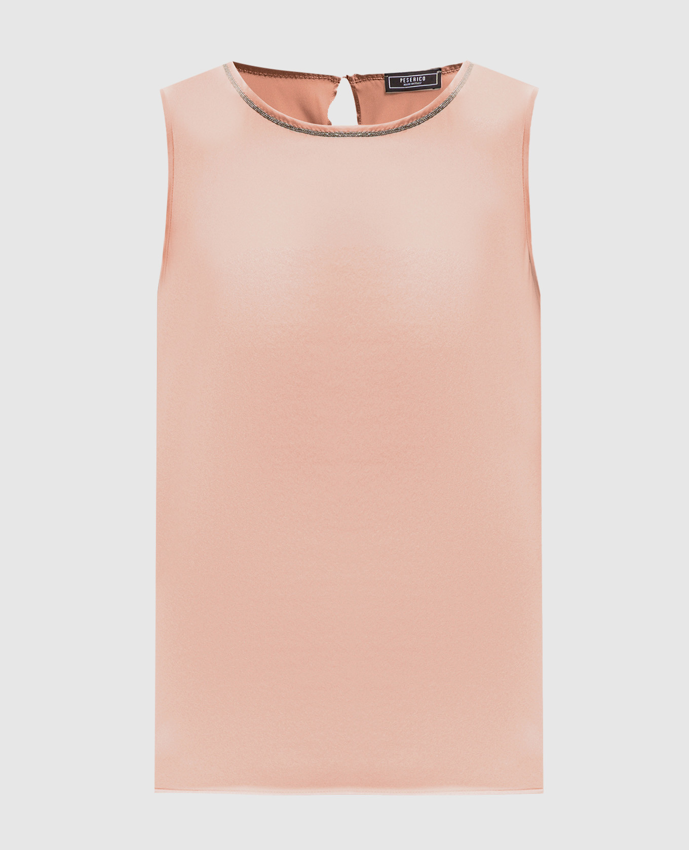 Розовый топ из шелка с цепочкой мониль