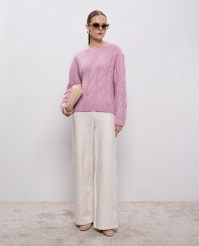 Allude Рожевий светр з кашеміру та шовку у візерунок 25577001