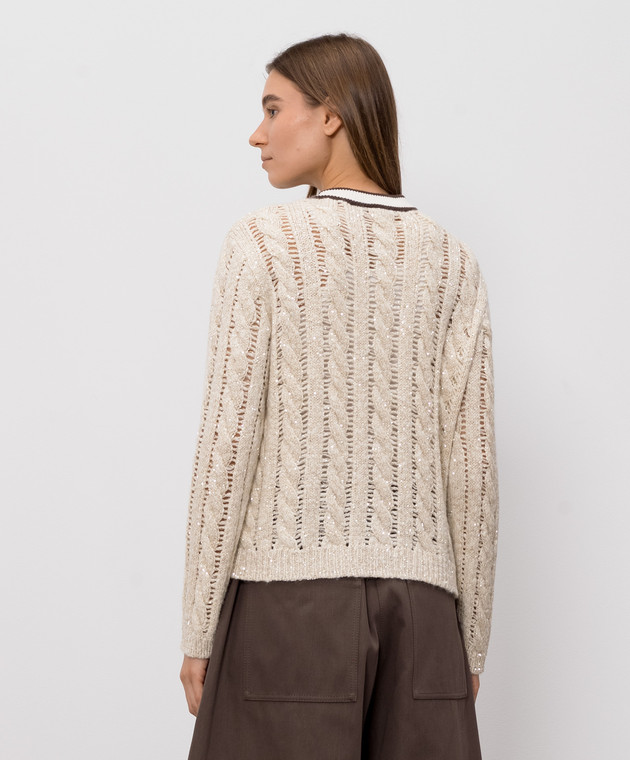 Brunello Cucinelli Бежевий кардиган з вовною та кашеміром MGT352206P зображення 4