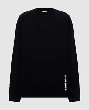 Jil Sander Черный лонгслив с принтом логотипа J02GC0174J20348