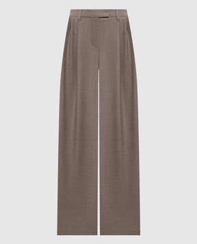 Brunello Cucinelli Коричневые брюки из шерсти с цепочкой мониль MP550P9026