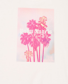 Palm Angels Дитяча футболка кольору айворі з принтом PGAA004S26JER002