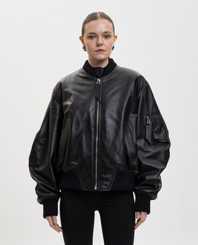 The Attico Чорний шкіряний бомбер 260WCB00004LBT128AA