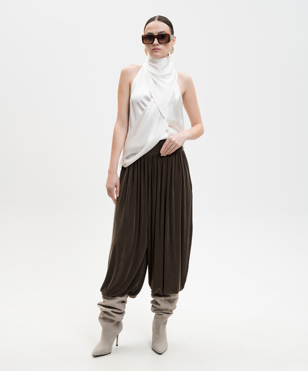 Balmain Белый топ из шелка GF0AG905SE95 изображение 2