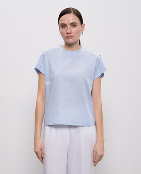 Peserico Голубая футболка с леном с цепочкой мониль S06416J00D03036