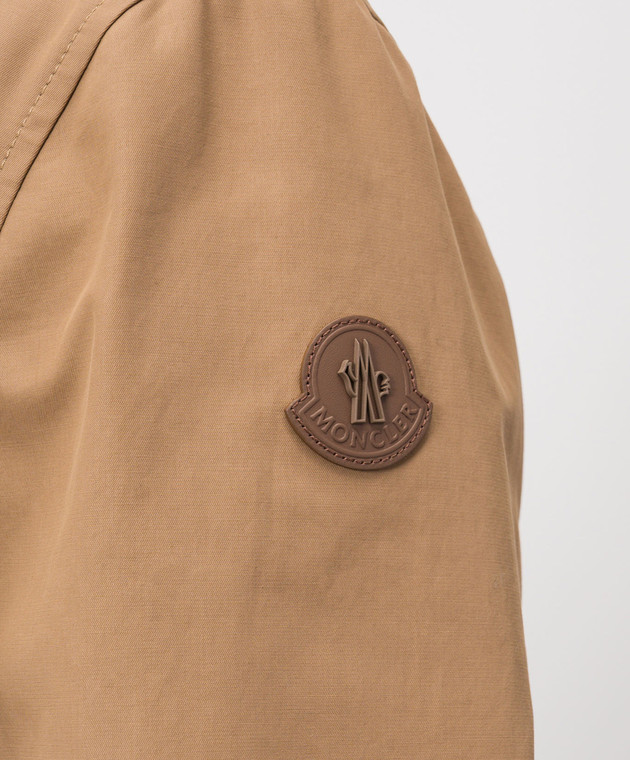 Moncler Коричневая куртка с кожаной нашивкой логотипа L10912F0001154ARP изображение 5