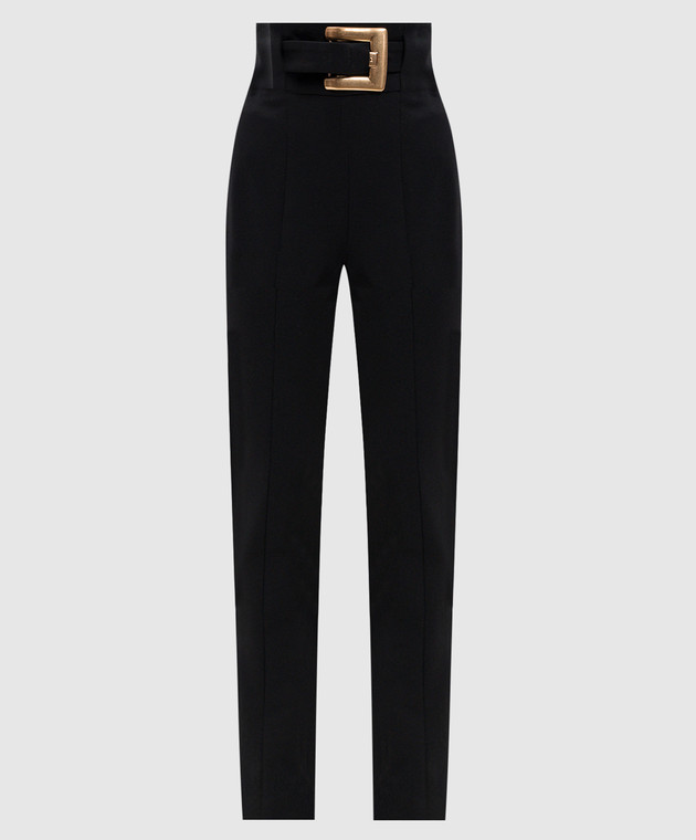 Balmain Чорні штани з високою посадкою з поясом GF1PL024JL05
