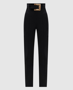 Balmain Чорні штани з високою посадкою з поясом GF1PL024JL05