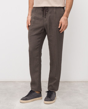 Peserico Коричневые брюки из льна R54274T00D02494