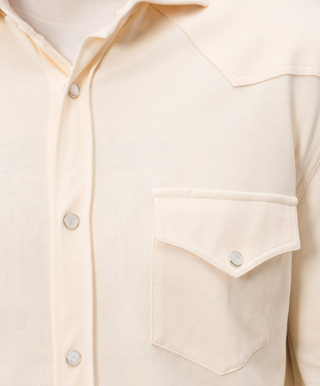 Brunello Cucinelli Бежевая рубашка ME8546666P изображение 5