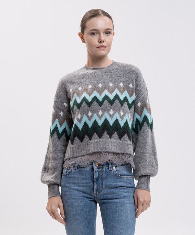 Twinset Серый свитер с узором 262AT3034 изображение 3