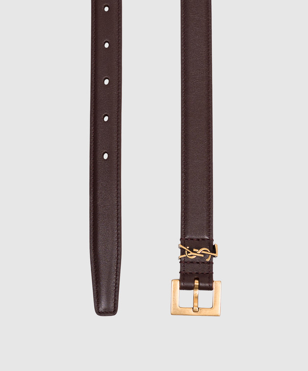 Saint Laurent Бордовый кожаный ремень Cassandre 554465BOO0W изображение 3